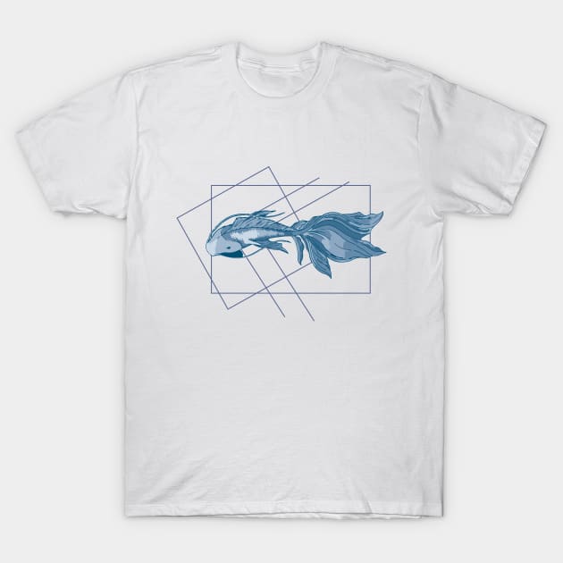 Blue Koi T-Shirt by hljohndesign
